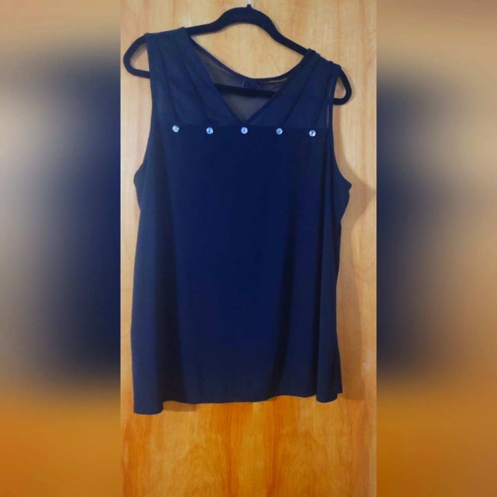 Embellished Black Sleeveless Top